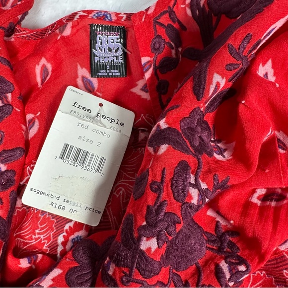 NWT Free People Red Combo Sheer Swim Cover Up - Picture 4 of 7